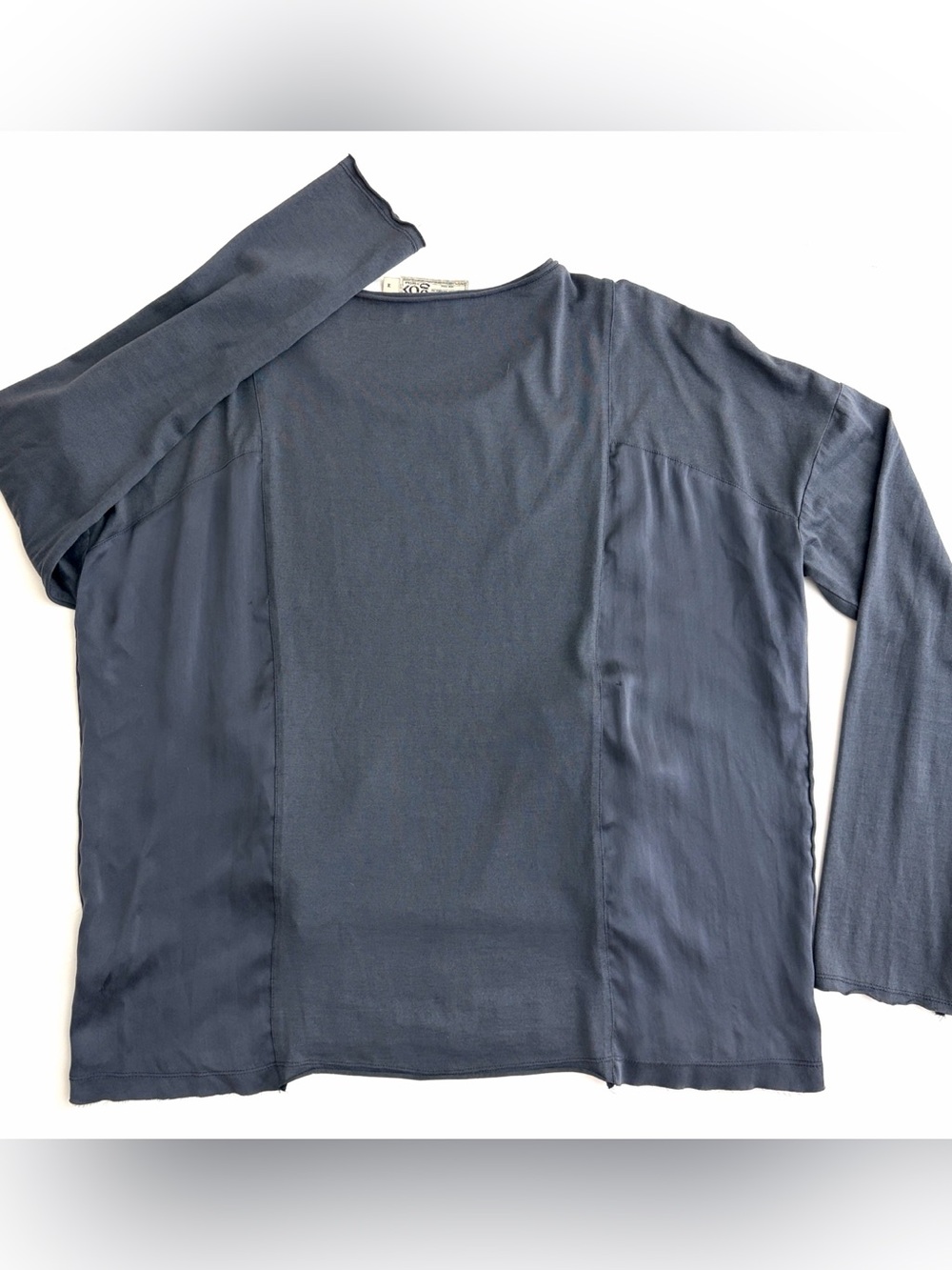 Go by Go Silk Top Pullover Pockets 100% Silk Shirt Blue Long Sleeve Medium - Picture 5 of 15
